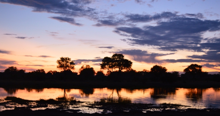 Sonnenuntergang in Khwai